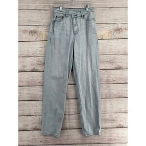 American Eagle Highest Rise Baggy Straight Jeans Womens 2 Blue Light Wash